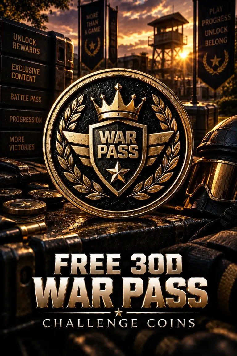 FREE 30D WAR PASS challenge coins