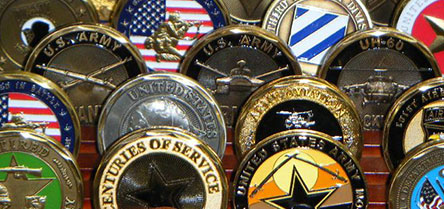 Archive group of challenge coins from the eMilitaryCoins.com and Coinable.com production heritage