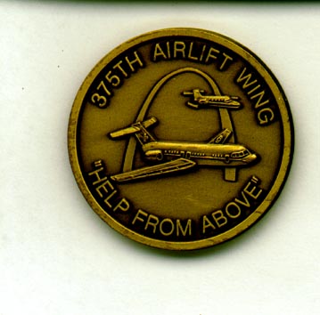1999 375th Airlift Wing Help From Above challenge coin, Side B