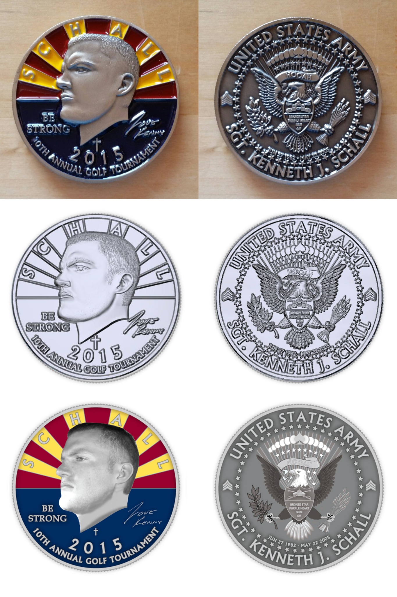 Challenge coin artwork, rendering and finished coin production comparison