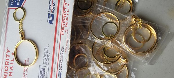 25 - SHINY GOLD - 2" - CHALLENGE COIN HOLDER KEYCHAIN