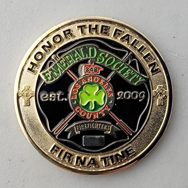 LA COUNTY FIREFIGHTERS - PIPE & DRUMS - Challenge Coin - Image 2