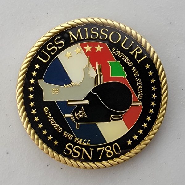USS MISSOURI- SSN 780 - UNITED WE STAND - DIVDED WE FALL - Challenge Coin - Image 2
