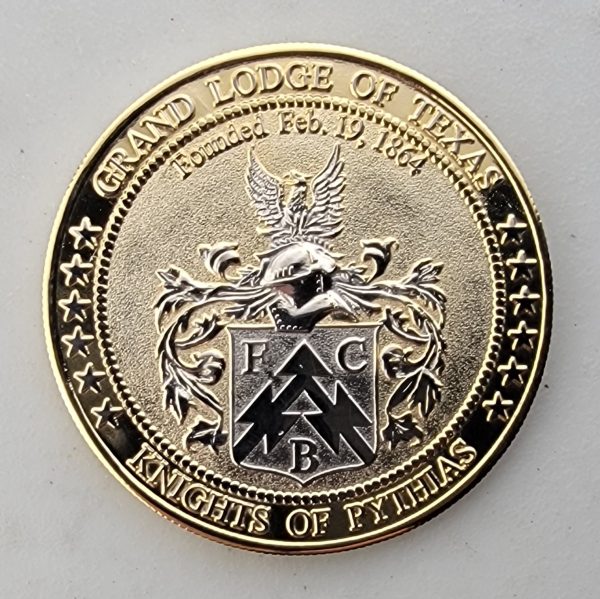 KNIGHTS OF PYTHIAS - GRAND LODGE TEXAS - SHINY GOLD - Challenge Coin