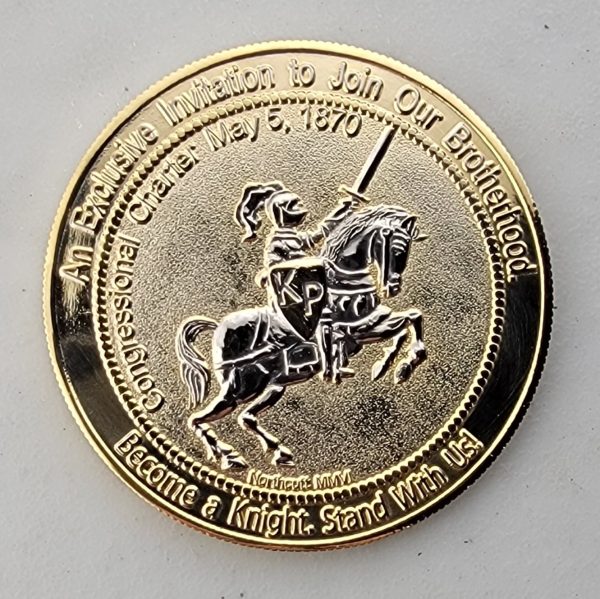 KNIGHTS OF PYTHIAS - GRAND LODGE TEXAS - SHINY GOLD - Challenge Coin - Image 2