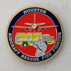 HOUSTON AIRCRAFT RESCUE FIRE FIGHTER - DARK BLUE - Challenge Coin