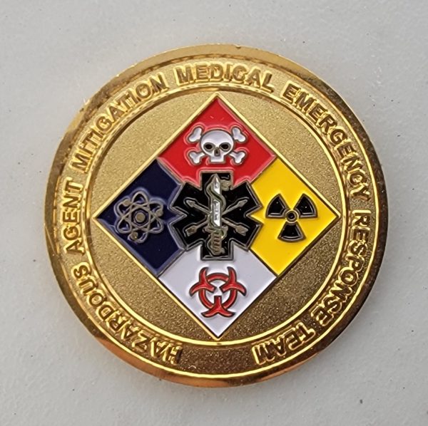 CIA - HAZARDOUS AGENT MITIGATION MEDICAL EMERGENCY RESPONSE TEAM - SHINY GOLD - hallenge Coin - Image 2