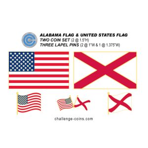 ALABAMA - Challenge Coins & Lapel Pins Set