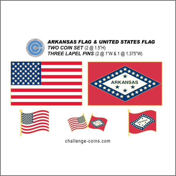ARKANSAS - Challenge Coins & Lapel Pins Set