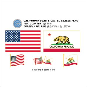 CALIFORNIA - Challenge Coins & Lapel Pins Set