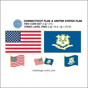 CONNECTICUT - Challenge Coins & Lapel Pins Set