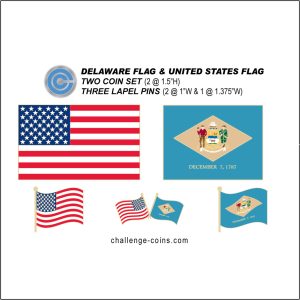 DELAWARE - Challenge Coins & Lapel Pins Set