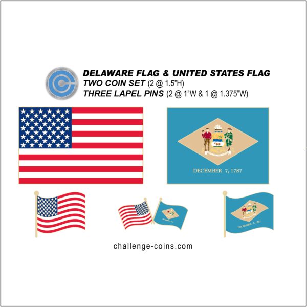 DELAWARE - Challenge Coins & Lapel Pins Set
