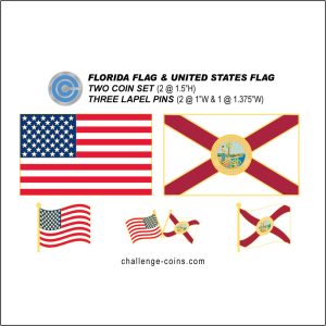 FLORIDA - Challenge Coins & Lapel Pins Set