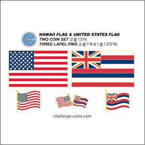 HAWAII - Challenge Coins & Lapel Pins Set