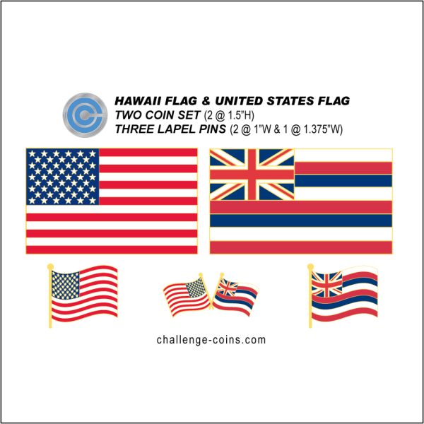 HAWAII - Challenge Coins & Lapel Pins Set