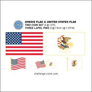 ILLINOIS - Challenge Coins & Lapel Pins Set