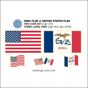 IOWA - Challenge Coins & Lapel Pins Set