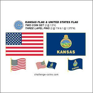 KANSAS - Challenge Coins & Lapel Pins Set