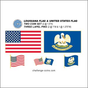 LOUISIANA - Challenge Coins & Lapel Pins Set