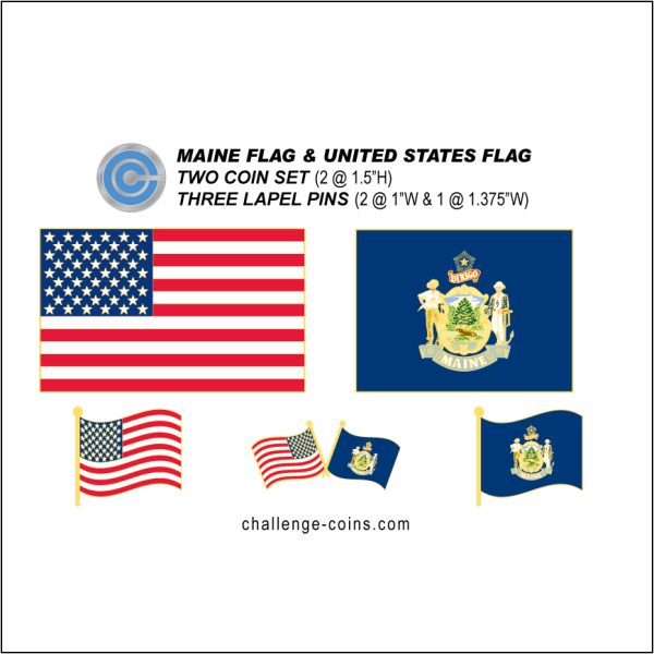 MAINE - Challenge Coins & Lapel Pins Set