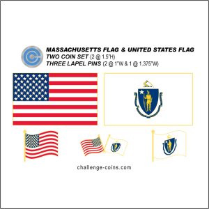 MASSACHUSETTS - Challenge Coins & Lapel Pins Set