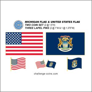 MICHIGAN - Challenge Coins & Lapel Pins Set