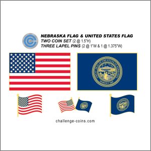NEBRASKA - Challenge Coins & Lapel Pins Set