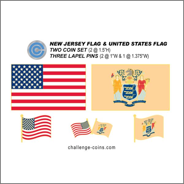 NEW JERSEY - Challenge Coins & Lapel Pins Set