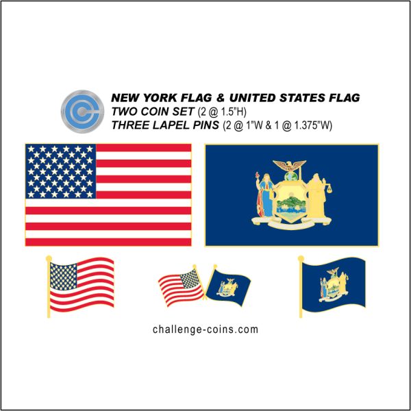 NEW YORK - Challenge Coins & Lapel Pins Set