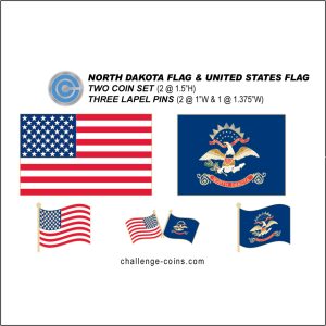 NORTH DAKOTA - Challenge Coins & Lapel Pins Set