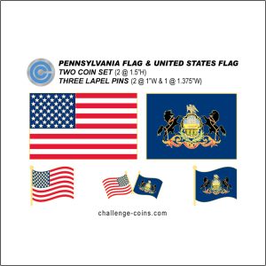 PENNSYLVANIA - Challenge Coins & Lapel Pins Set