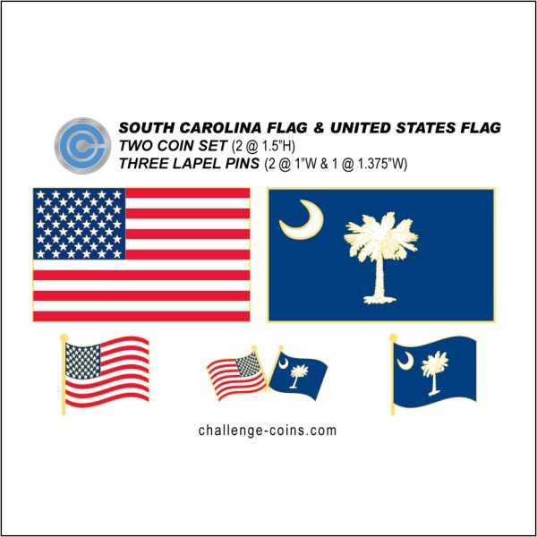 SOUTH CAROLINA - Challenge Coins & Lapel Pins Set