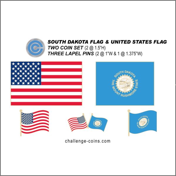 SOUTH DAKOTA - Challenge Coins & Lapel Pins Set