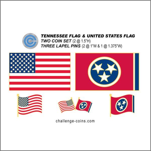 TENNESSEE - Challenge Coins & Lapel Pins Set