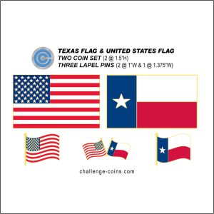 TEXAS - Challenge Coins & Lapel Pins Set