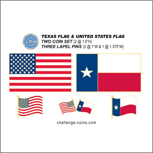 TEXAS - Challenge Coins & Lapel Pins Set