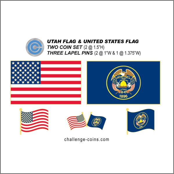 UTAH - Challenge Coins & Lapel Pins Set