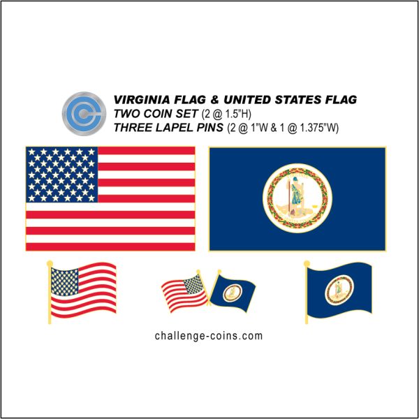 VIRGINIA - Challenge Coins & Lapel Pins Set