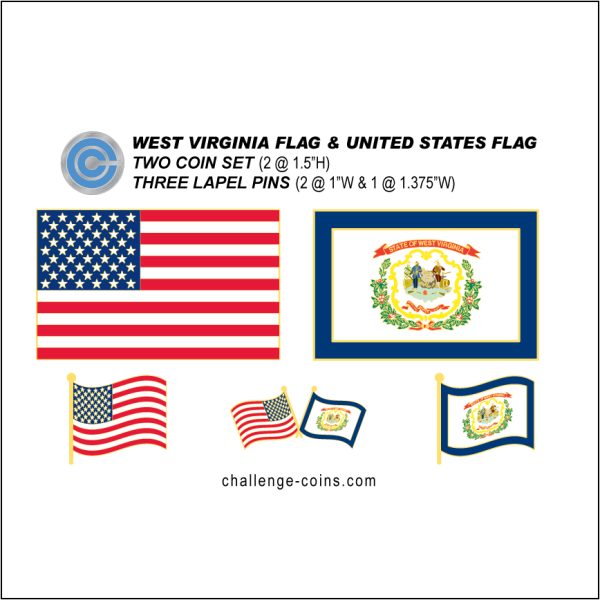 WEST VIRGINIA - Challenge Coins & Lapel Pins Set