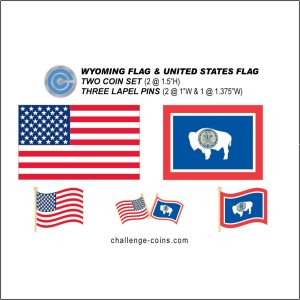 WYOMING - Challenge Coins & Lapel Pins Set