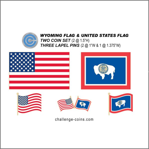 WYOMING - Challenge Coins & Lapel Pins Set